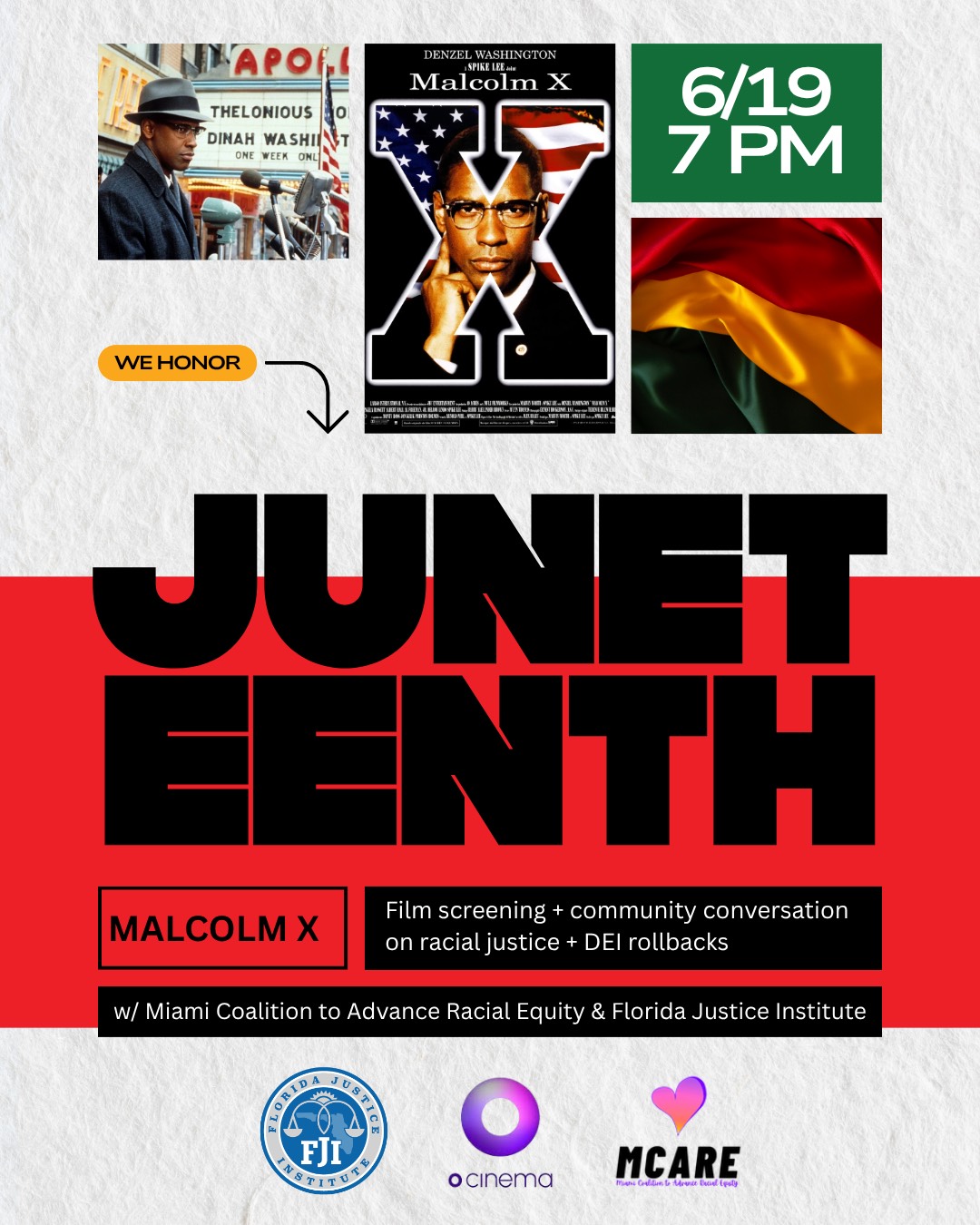 Malcolm x flyer and juneteenth