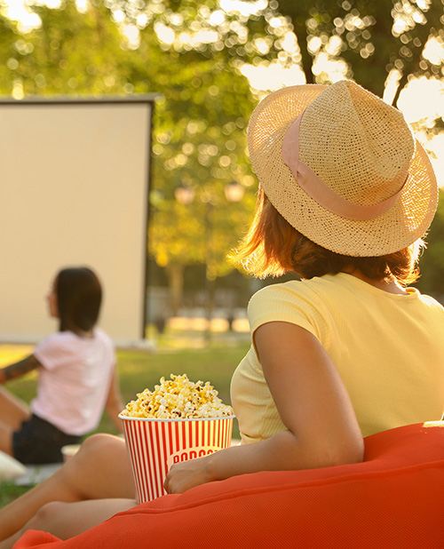 person watching movie