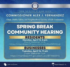 Commissioner Alex J. Fernandez is hosting virtual spring break community hearings.