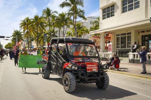 Miami Beach Emergency Management utility vehicle being driven in parade