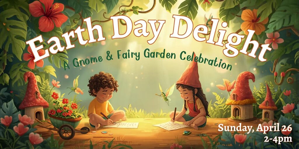 flyer of two children writing while sitting down on the ground