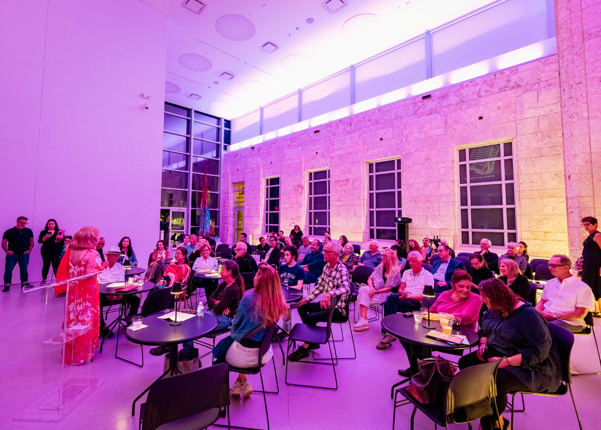 interior photo of the bass with guests sitting down