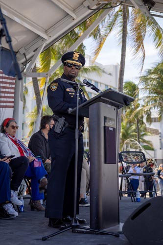 Police at podium