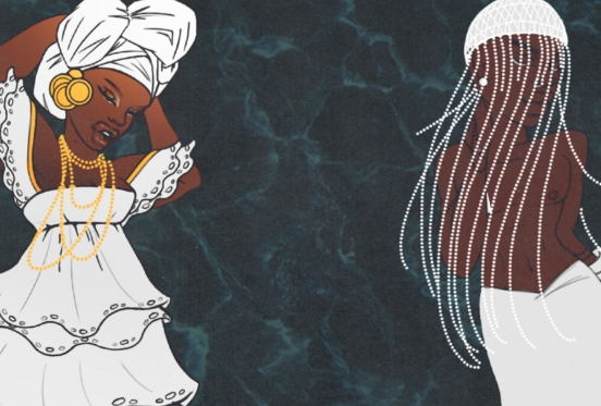 illustration of two women dancing
