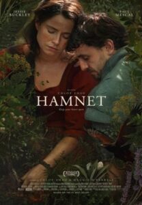 man and woman in hamnet movie poster