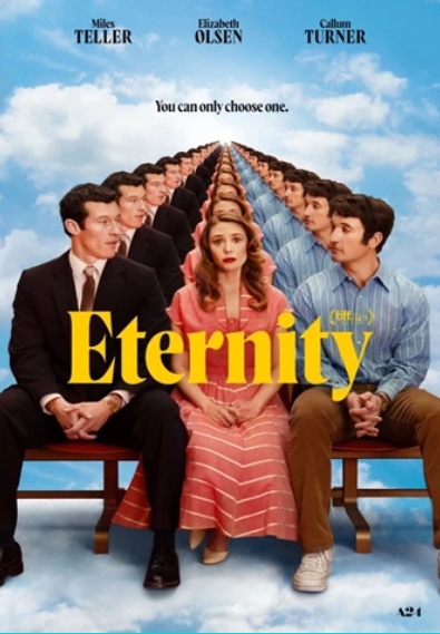 movie poster with two men and a woman in the middle