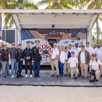 People on Veteran's Day stage
